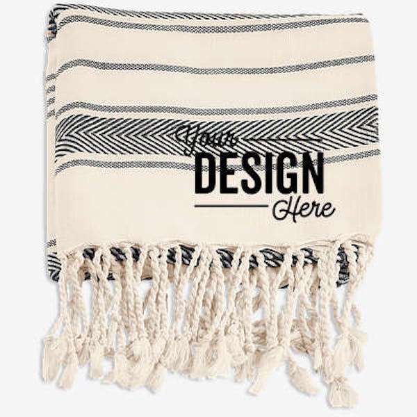 Bungalow Beach Towel - Black with Natural