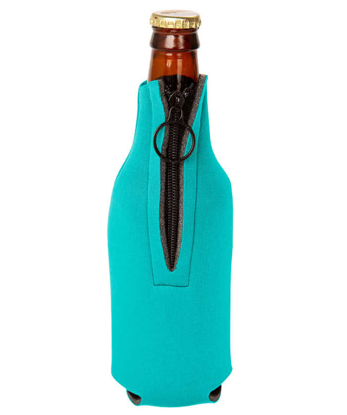 Foldable Foam Zipper Bottle Cooler - Neon Pink