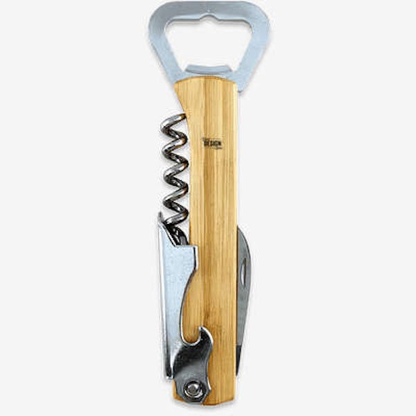 Laser Engraved Bamboo 4-In-1 Kitchen Utensil Pocket Knife - Natural