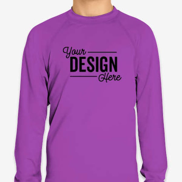 Wet Effect Youth Long Sleeve Rash Guard Shirt - Purple
