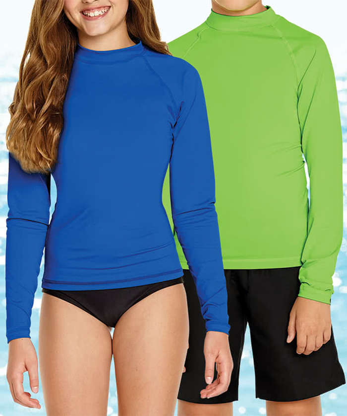 Wet Effect Youth Long Sleeve Rash Guard Shirt - Purple