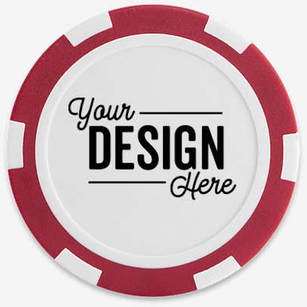 Full Color Six Stripe Poker Chip - Red