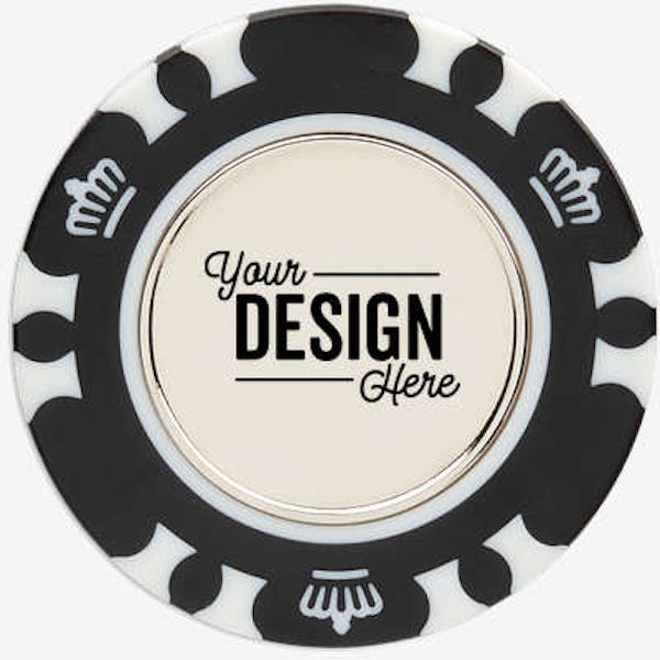 Full Color Recycled Poker Chip with Metal Ball Marker - Black