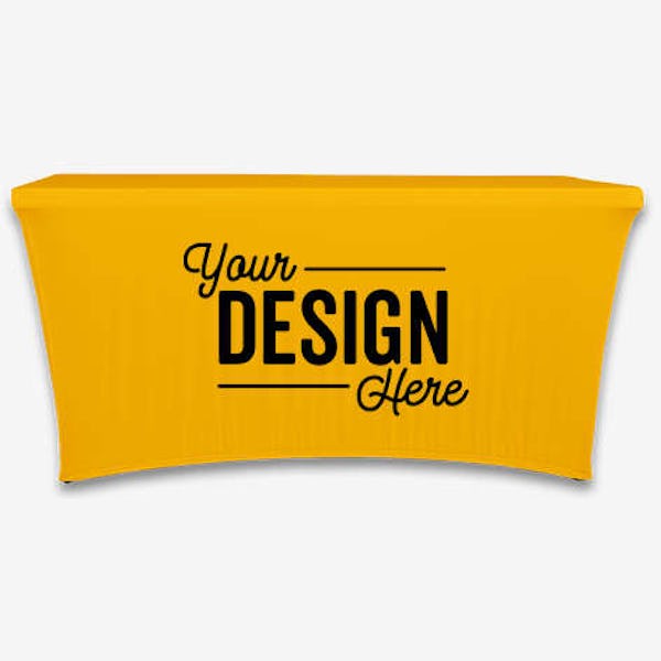 Full Color 6' Ultrafit Curve Open-Back Stretch Tablecloth - Athletic Gold