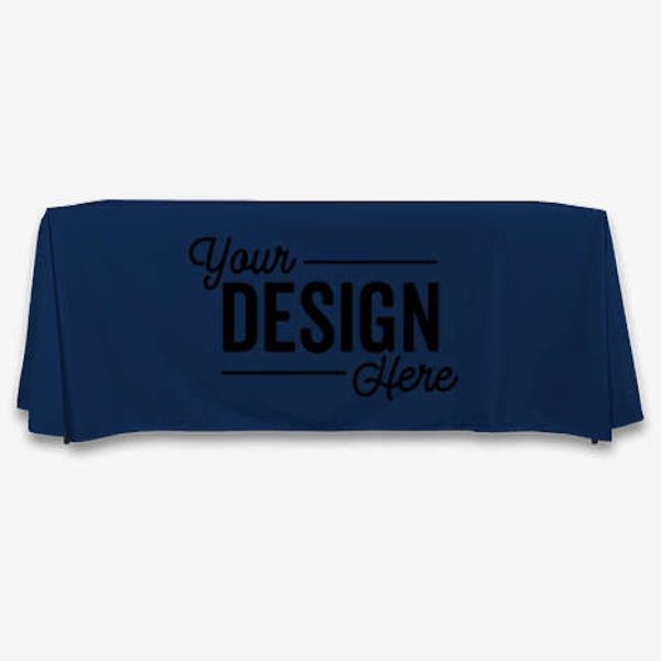 Full Color 6' Promotional Open-Back Throw Tablecloth - Navy