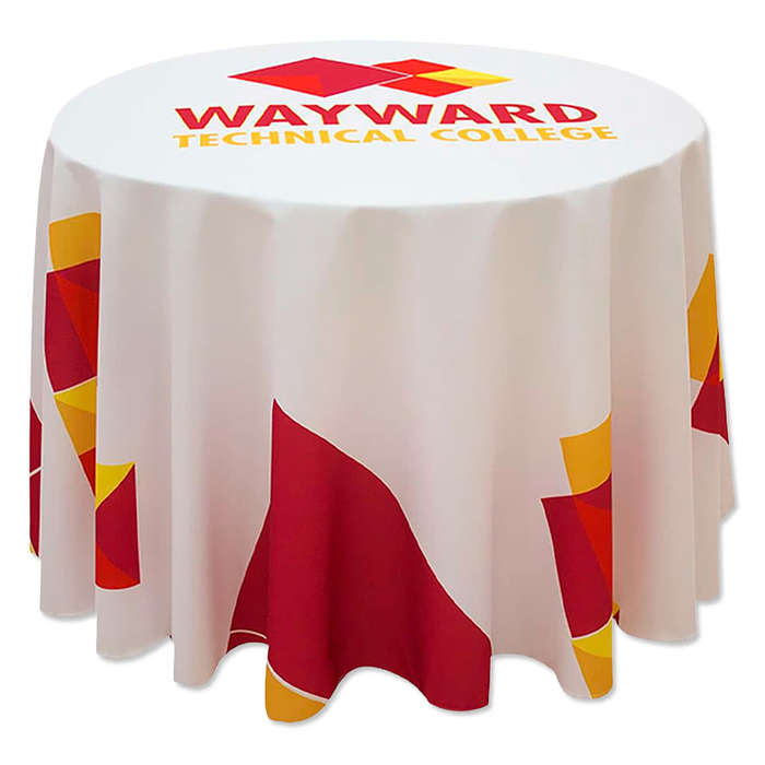 Full Color 3' Round Throw Tablecloth - White