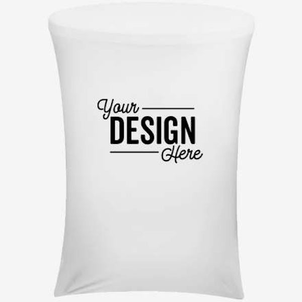 Full Color 2.6' Bar-Height UltraFit Round Throw Tablecloth - White