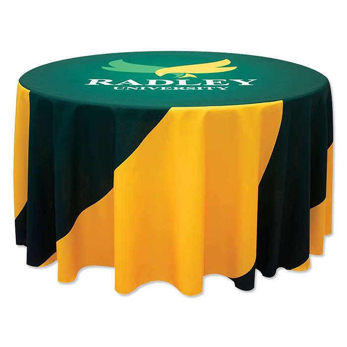 Full Color 4' Round Throw Tablecloth - White