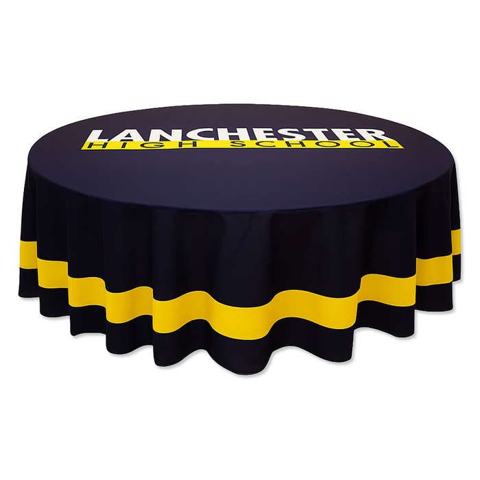 Full Color 5' Round Throw Tablecloth - White