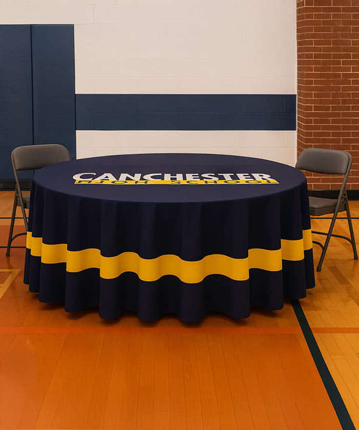 Full Color 5' Round Throw Tablecloth - White