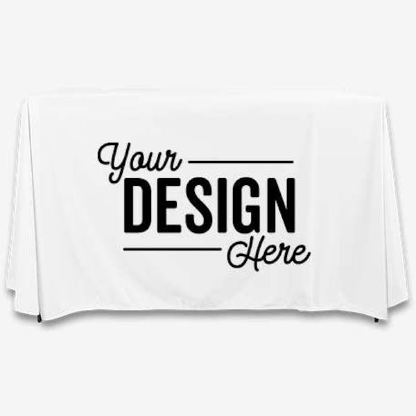 Full Color 4' Open-Back Throw Tablecloth - White