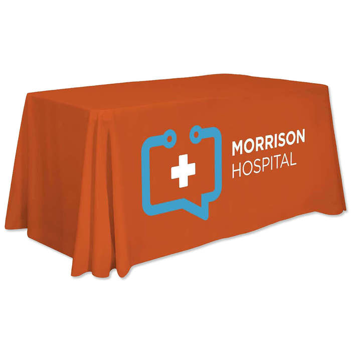 Full Color 4' Open-Back Throw Tablecloth - White