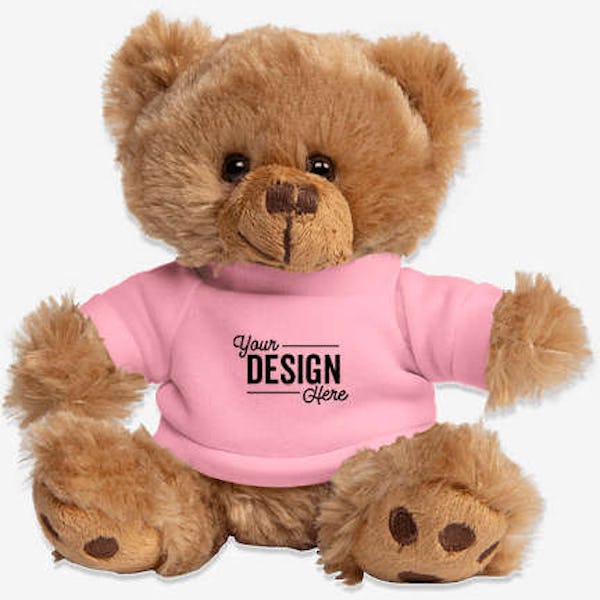6" Big Paw Brown Bear - Pink