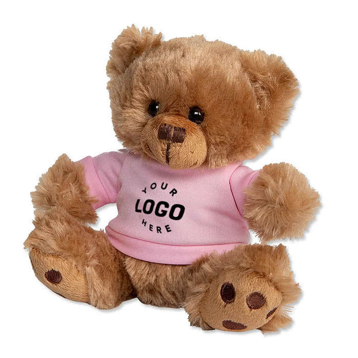 6" Big Paw Brown Bear - Pink