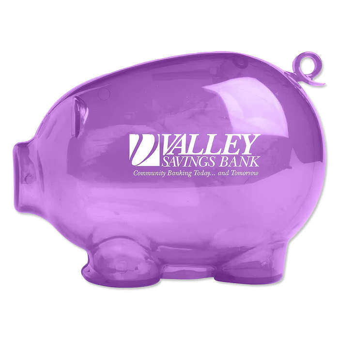 Pig Tail Action Piggy Bank - Translucent Orange