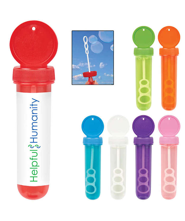 Full Color 1 oz. Tube Bubble Dispenser - Red