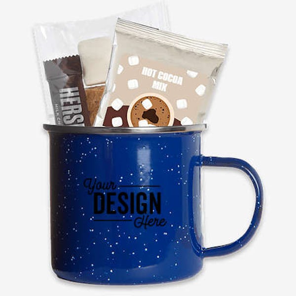 16 oz. Speckled Camping Mug with Hot Cocoa & Smores - Royal Blue