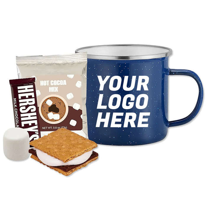 16 oz. Speckled Camping Mug with Hot Cocoa & Smores - Royal Blue