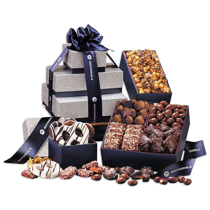 Maple Ridge Farms Silver & Navy Tower of Sweets Gift Set - Navy