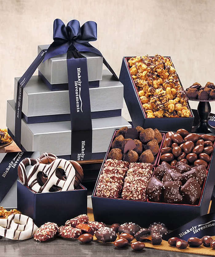 Maple Ridge Farms Silver & Navy Tower of Sweets Gift Set - Navy