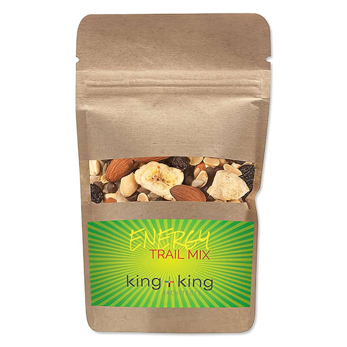 Full Color Kraft Resealable Snack Bag with Energy Trail Mix - Maroon