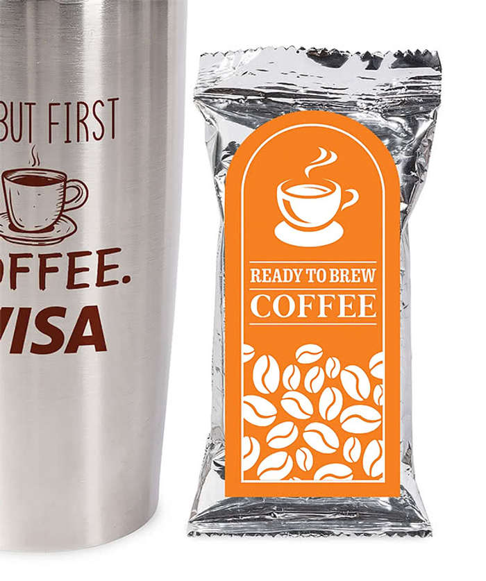 20 oz. Tumbler with Coffee Pack and Happy Holidays Cookie Gift Set - Silver
