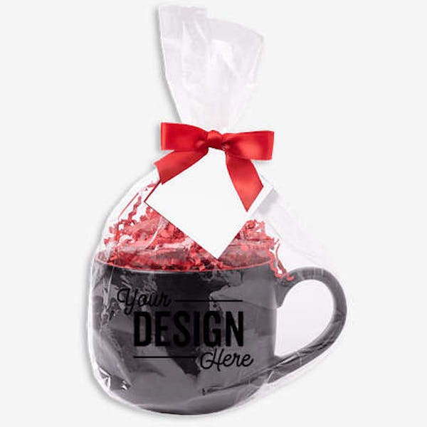 14 oz. Ceramic Two-Tone Black Mug & Hot Chocolate Bomb Gift Set - Black/White Mug With White Tag