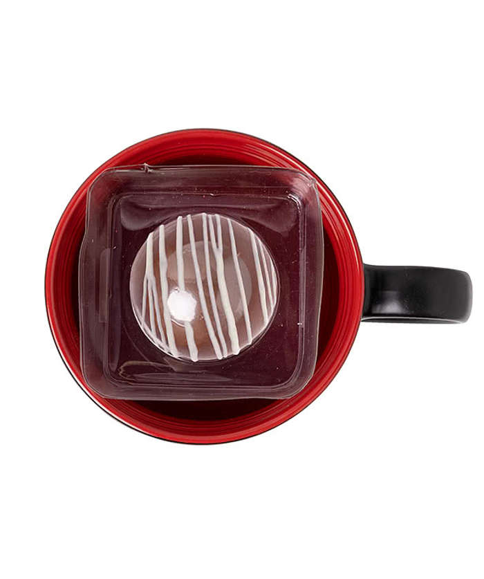 14 oz. Ceramic Two-Tone Black Mug & Hot Chocolate Bomb Gift Set - Black/White Mug With White Tag 3 14 oz. Ceramic Two-Tone Black Mug & Hot Chocolate Bomb Gift Set - Black/White Mug With White Tag