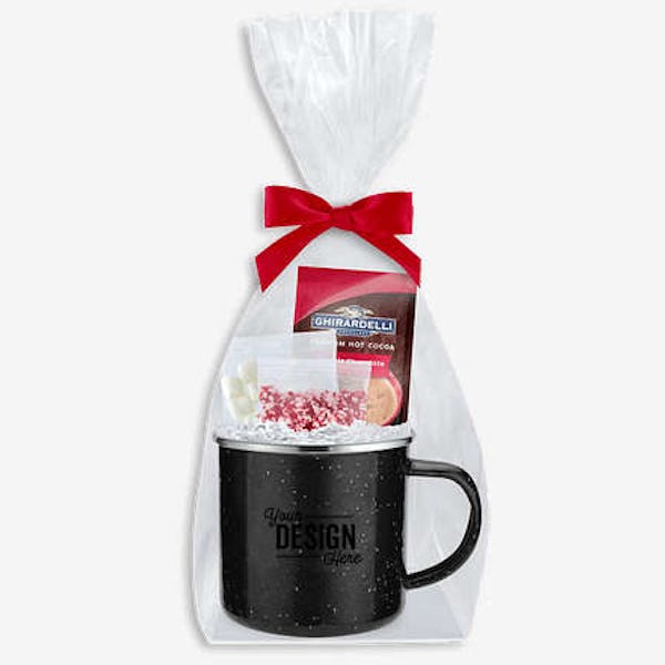 16 oz. Speckled Camper Mug with Hot Chocolate Kit - Black / Red