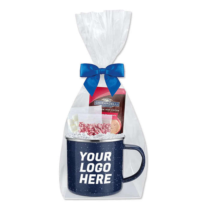 16 oz. Speckled Camper Mug with Hot Chocolate Kit - Black / Red