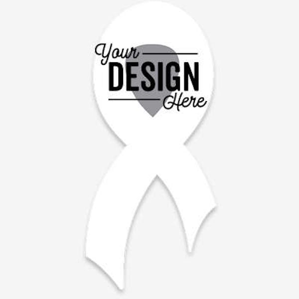 3.375" x 7.5" Ribbon Car Magnet - White
