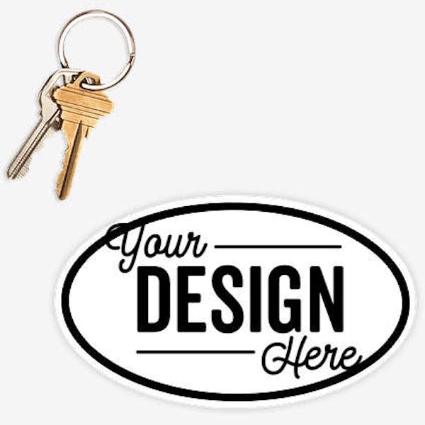 5.75 in. x 3.375 in. Oval Car Magnet w/ contrast trim - White / Black