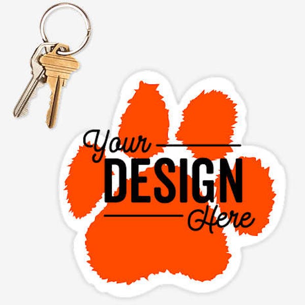 5.5 in. x 5.5 in. Paw Print Car Magnet - Orange / White