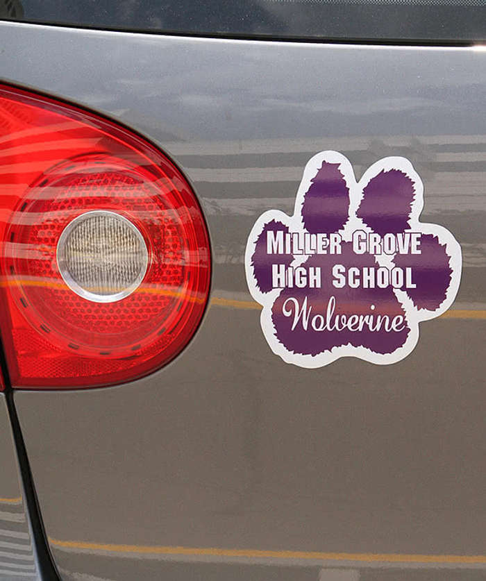 5.5 in. x 5.5 in. Paw Print Car Magnet - Orange / White