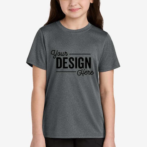 Port & Company Youth Heather Recycled Blend Performance Shirt - Metal Grey Heather