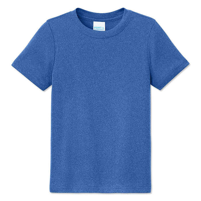 Port & Company Youth Heather Recycled Blend Performance Shirt - Metal Grey Heather