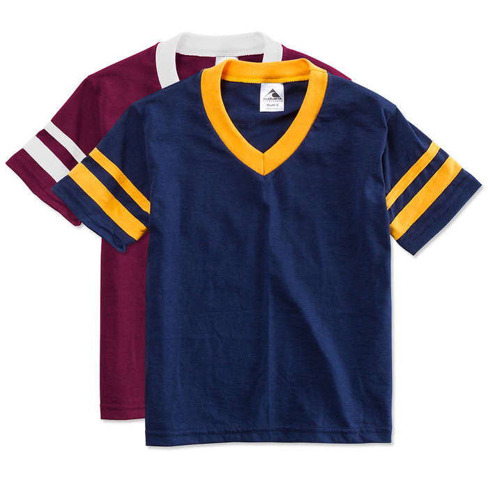 Augusta Youth Double Sleeve Stripe Jersey T-shirt - White / Red