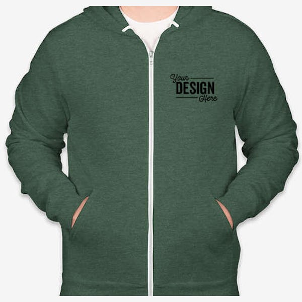 Bella + Canvas Ultra Soft Zip Hoodie - Heather Forest
