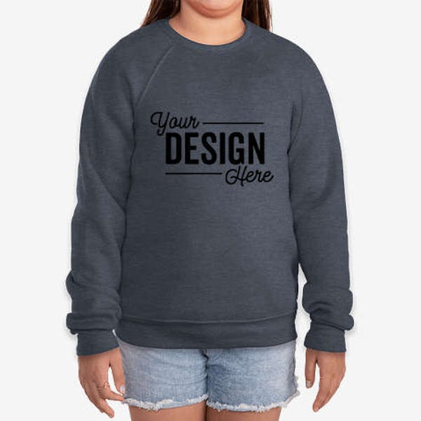 Bella + Canvas Youth Ultra Soft Crewneck Sweatshirt - Heather Navy