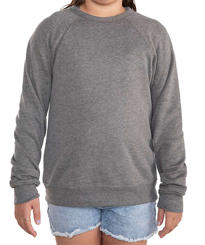 Bella + Canvas Youth Ultra Soft Crewneck Sweatshirt - Heather Navy