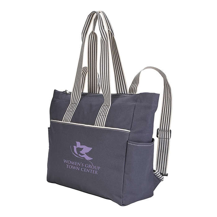 Full Color Stripe Diaper Tote-Pack - Gray
