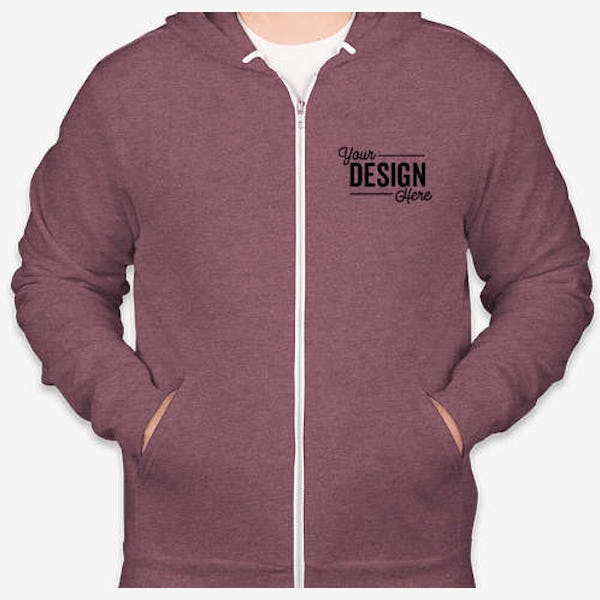 Bella + Canvas Ultra Soft Zip Hoodie - Heather Maroon