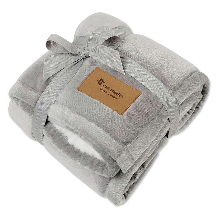 Laser Engraved Minkie Sherpa Baby Blanket - Elephant