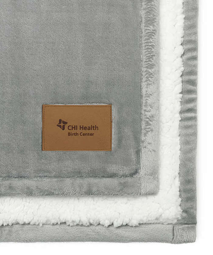 Laser Engraved Minkie Sherpa Baby Blanket - Elephant