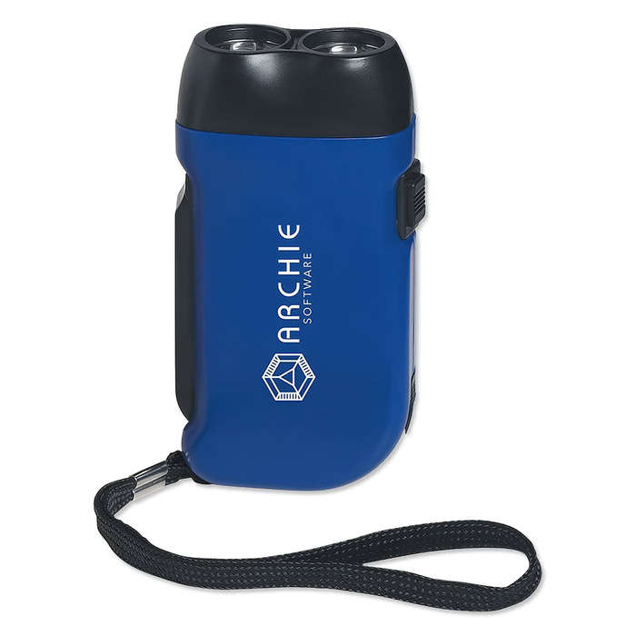 Hand Squeeze Flashlight with Wrist Strap - Blue with Black