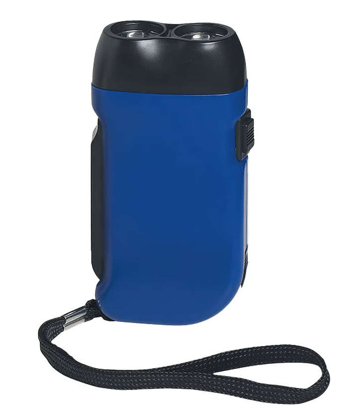 Hand Squeeze Flashlight with Wrist Strap - Blue with Black