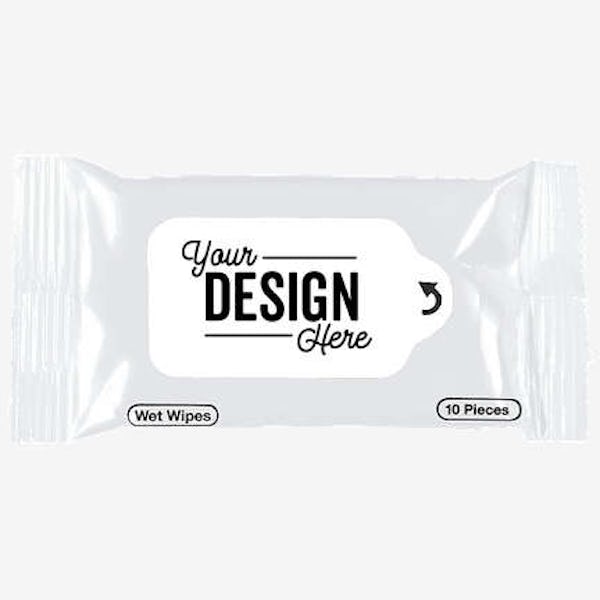 Customized Travel Size Antibacterial Sanitizing Wipes - White