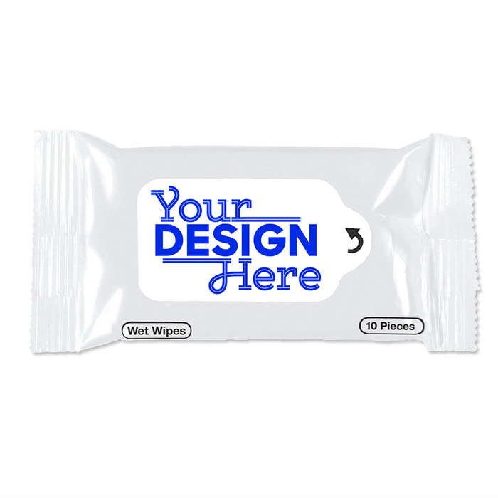 Customized Travel Size Antibacterial Sanitizing Wipes - White