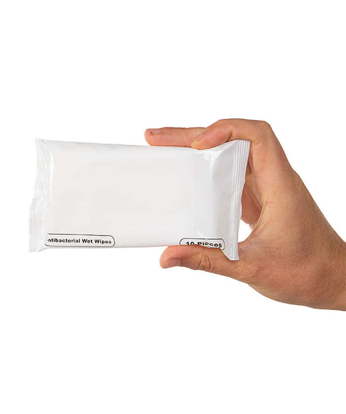 Customized Travel Size Antibacterial Sanitizing Wipes - White