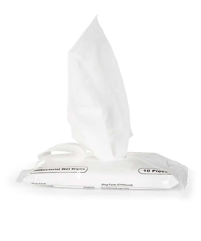 Customized Travel Size Antibacterial Sanitizing Wipes - White